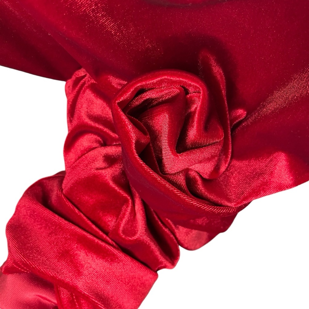 Red Velvet Gold Chain Strap Mini Dress